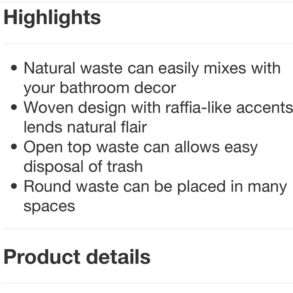 THRESHOLD NWT woven waste can -natural